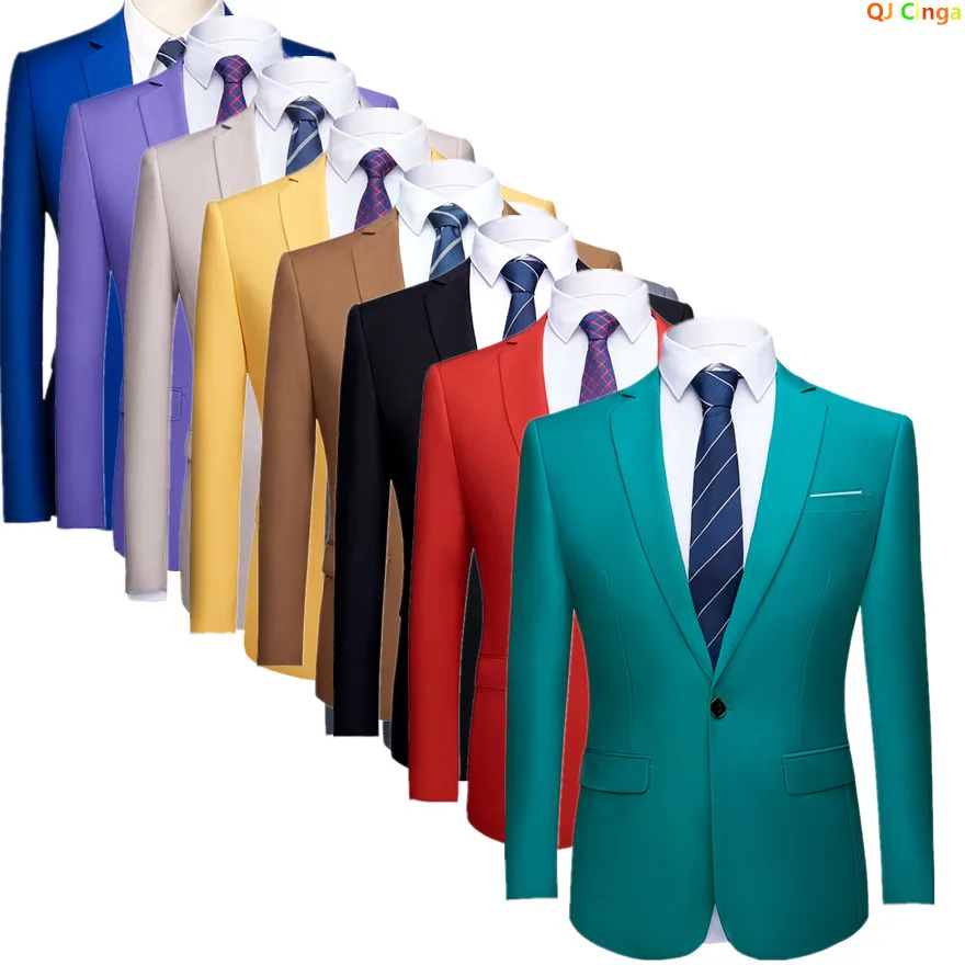 Green Men's Suit Jacket,Single Button V-Neck Coats,Suitable for Wedding/Party/Business/Work/Interview/Casual,Asian Size M-6XL