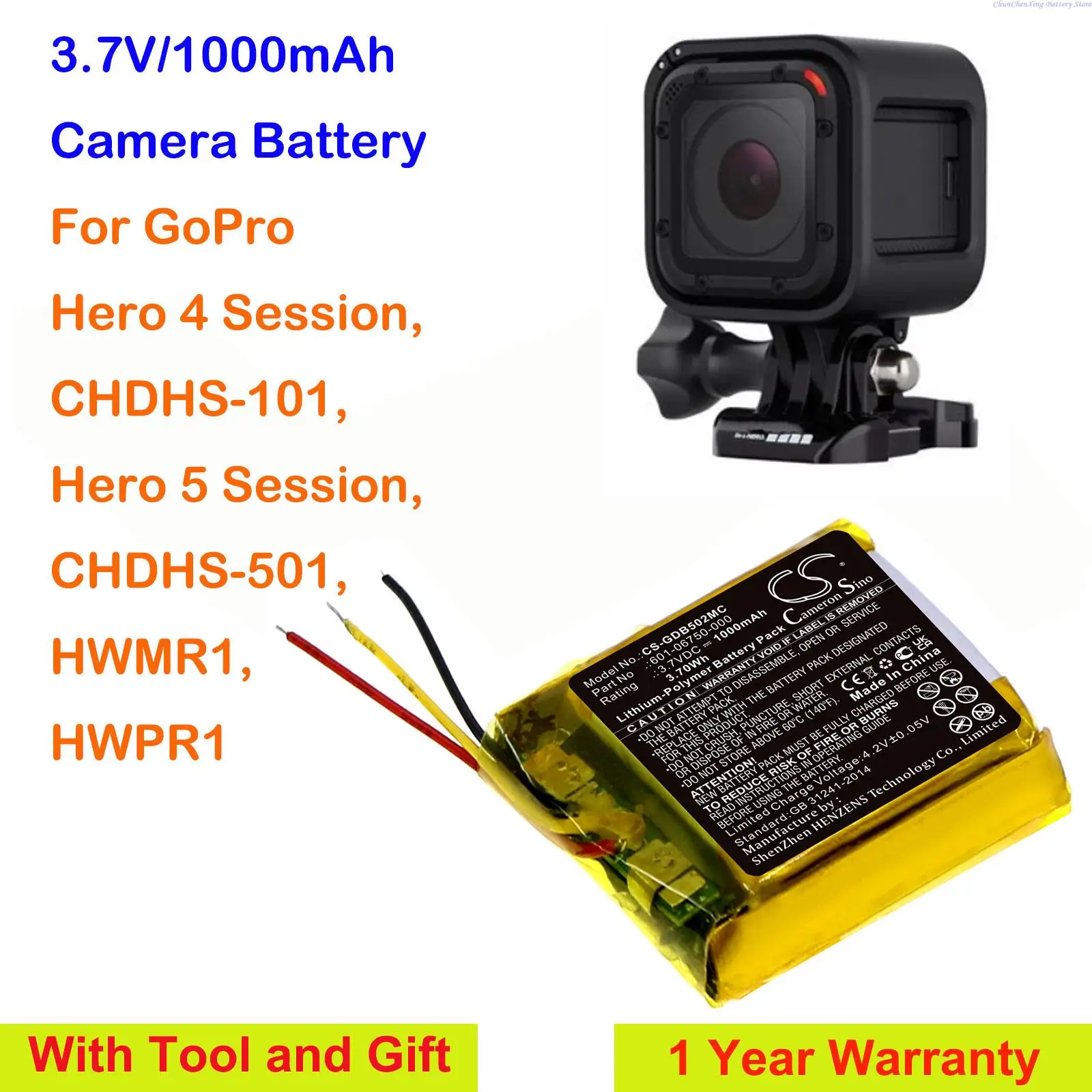 Cameron Sino 1000mAh Camera Battery 601 06750 000 for GoPro Hero 4 Session, Hero 5 Session,CHDHS 501,CHDHS 101,HWMR1,HWPR1| | - AliExpress