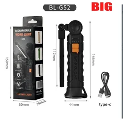 Rechargeable Waterproof LED Work Light with Magnet & Hook for Outdoor and Emergency Use (Big - 1PC)