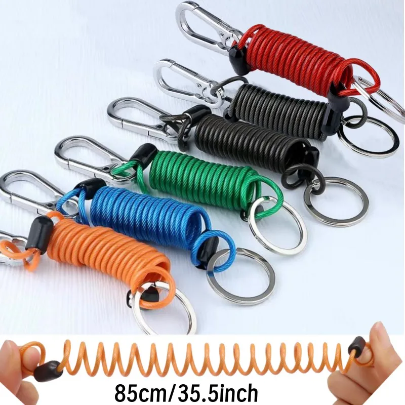 Durable Anti-Loss Steel Wire Spring Keychain with Elastic Telescopic Chain