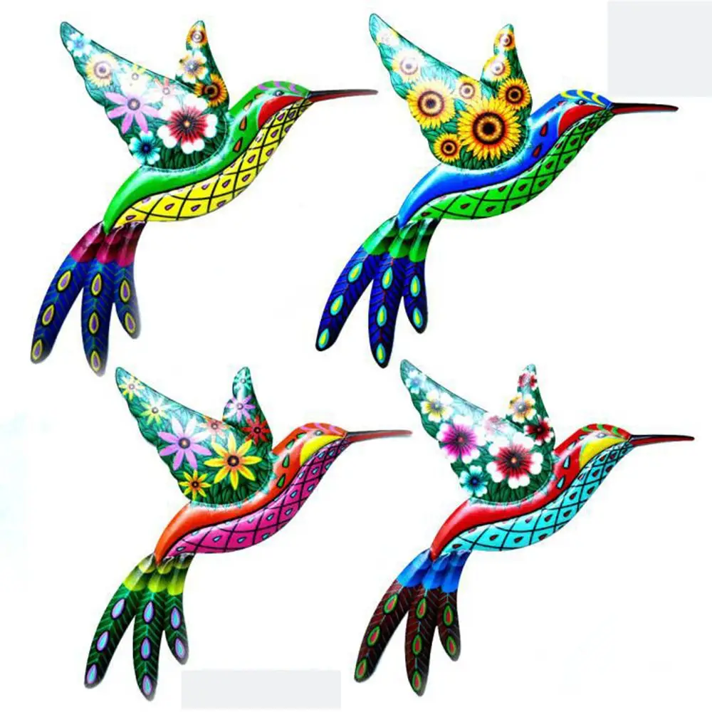 Metal Hummingbird Bird Wall Artwork Garden Exterior Decoration Living Room Art Crafts Ornament Indoor Outdoor Hanging Bird