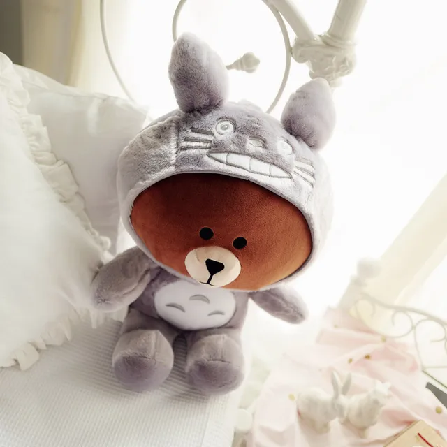 55Cm Cartoon Kawaii Brown Bear Cos Totoro Disnasour Plush Doll Lovely Stuffed Animal Toy Blanket Office Nap Blanket Birthday Kid