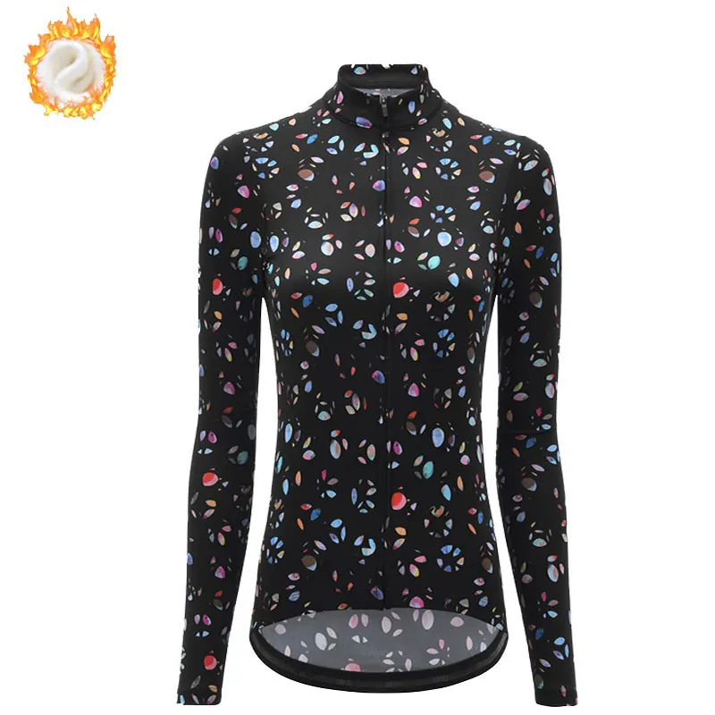 Women Winter Fleece Cycling Jerseys Outdoor Sports MTB Long Sleeves Jersey Warm Mountain Bike Clothing Ropa Ciclismo Mujer