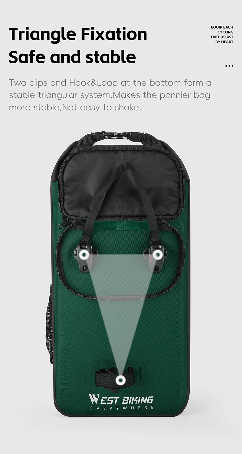 WEST BIKING 25L Multifunctional Cycling Backpack TPU Waterproof Moutain Bike Rear Side Pannier Bag Reflective Bicycle Travel Bag