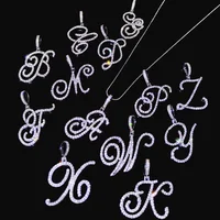 Flatfoosie New A-Z Cursive Initial Letter Name Pendant Necklace For Women Simple Rope Chain Letter Necklace Fashion Jewelry Gift 5