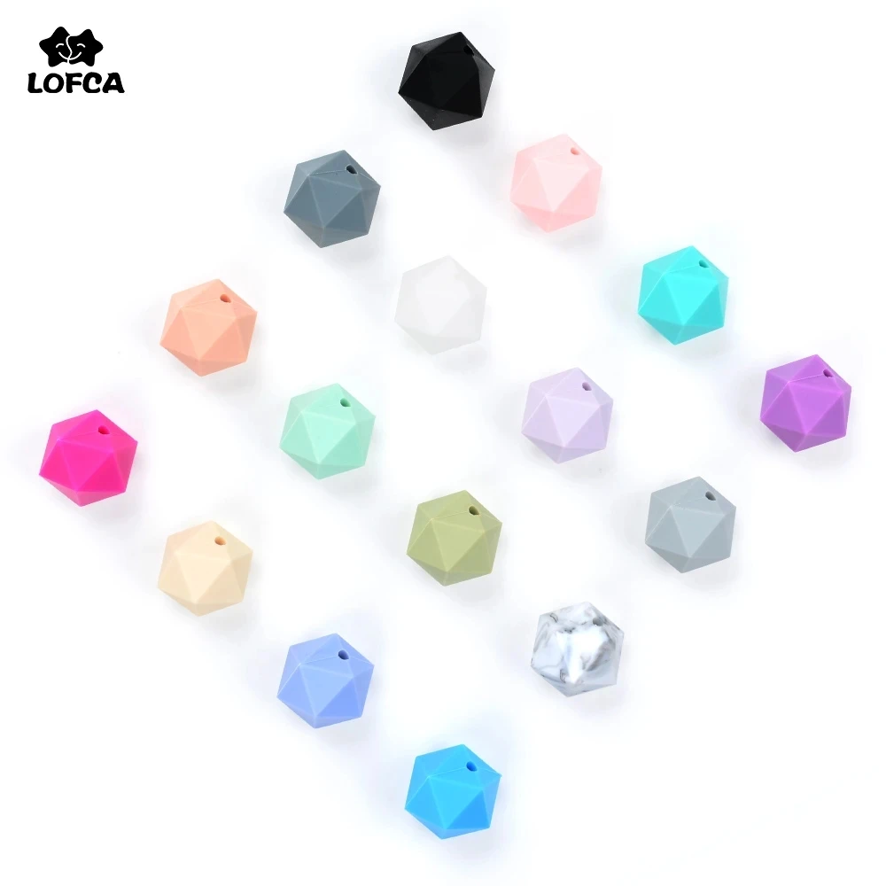Teether에 대 한 실리콘 구슬 DIY 50 개/몫 Icosahedron 구슬 육각형보다 씹는 젖니가 남 목걸이 쥬얼리 만들기