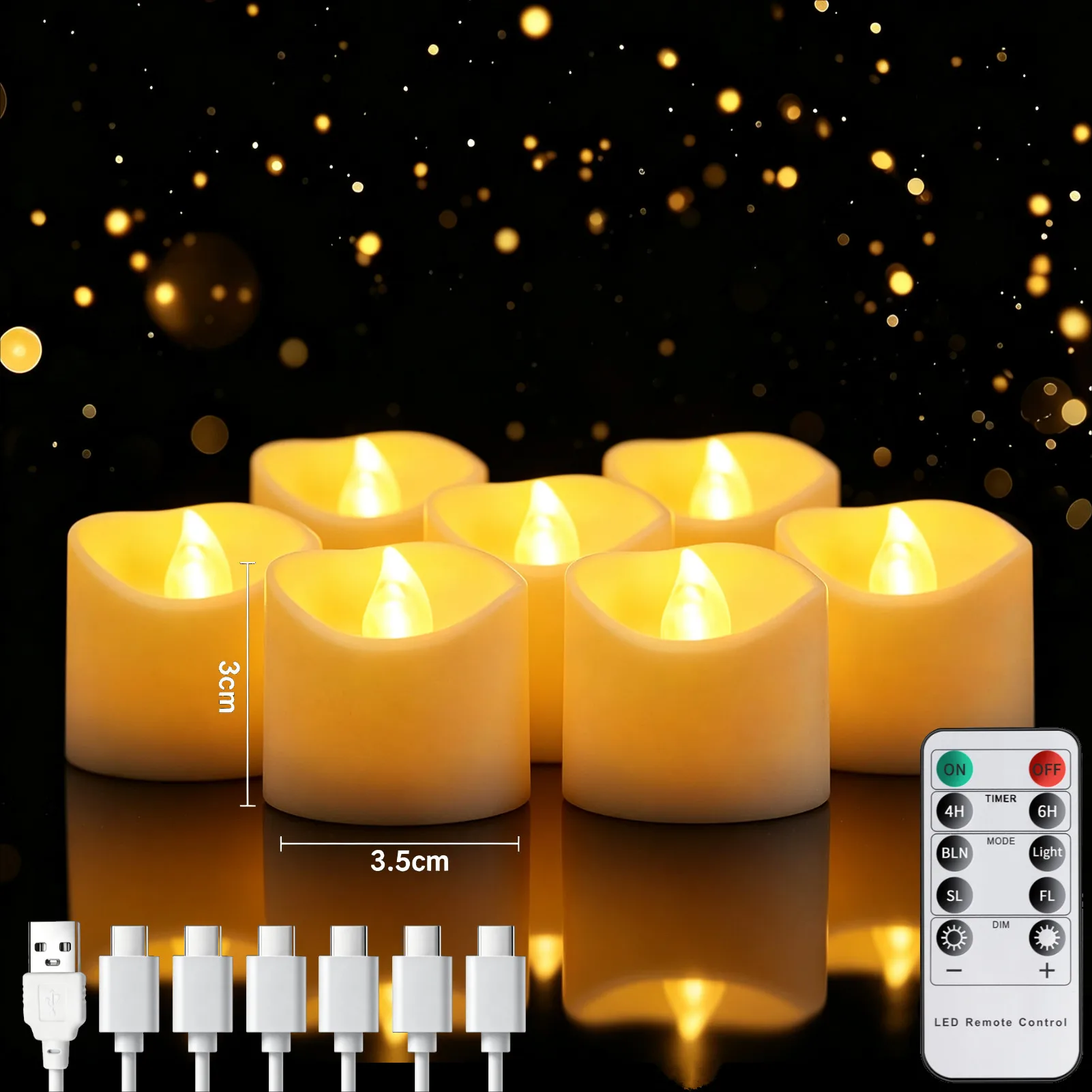 Rechargeable Flameless LED Tea Lights with Remote Control - Realistic Flickering for Home, Holiday, and Wedding Decor