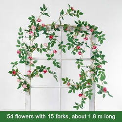 Artificial Rose Vine Bouquet - 80cm Decorative Hanging Rattan Accent for Home and Wedding Decor (C pink 180cm)