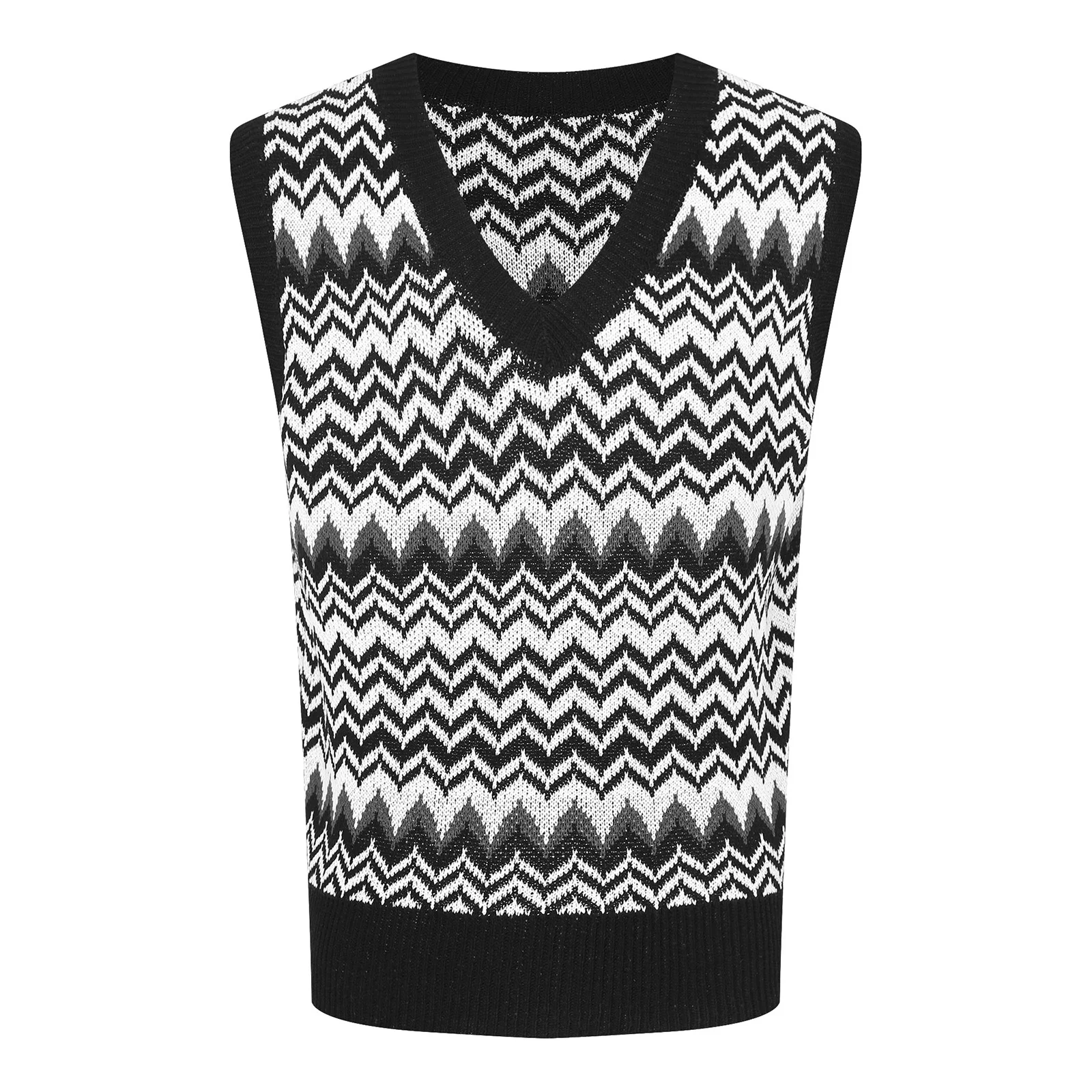 

Mens Fashion Argyle Sweater Vest Knitwear Casual Contrast Color V Neck Sleeveless Knitted Pullover Streetwear