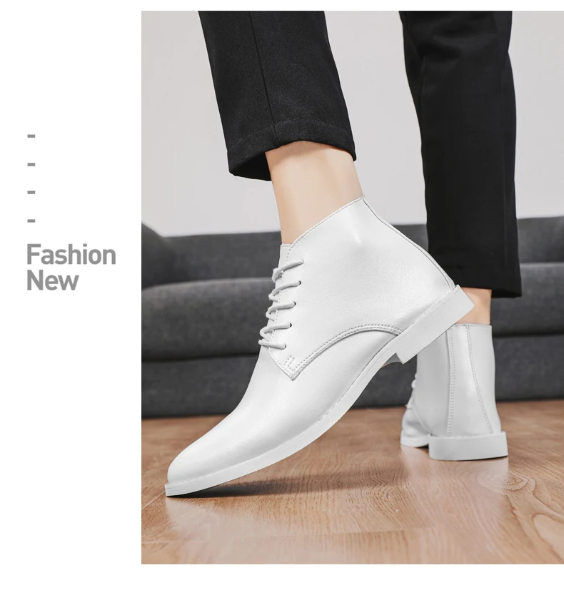 2023 New High-top Men's Casual Leather Shoes Classic White Business Men's Derby Shoes Fashion Pointed toe Dress Shoes Men Oxford