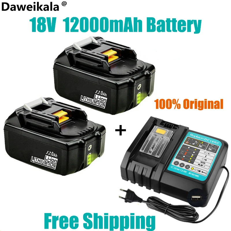 

100% оригинал для Makita 18 в 12000 мАч перезаряжаемый аккумулятор для электроинструментов со светодиодом Li-Ion Замена LXT BL1860B BL1860 BL1850