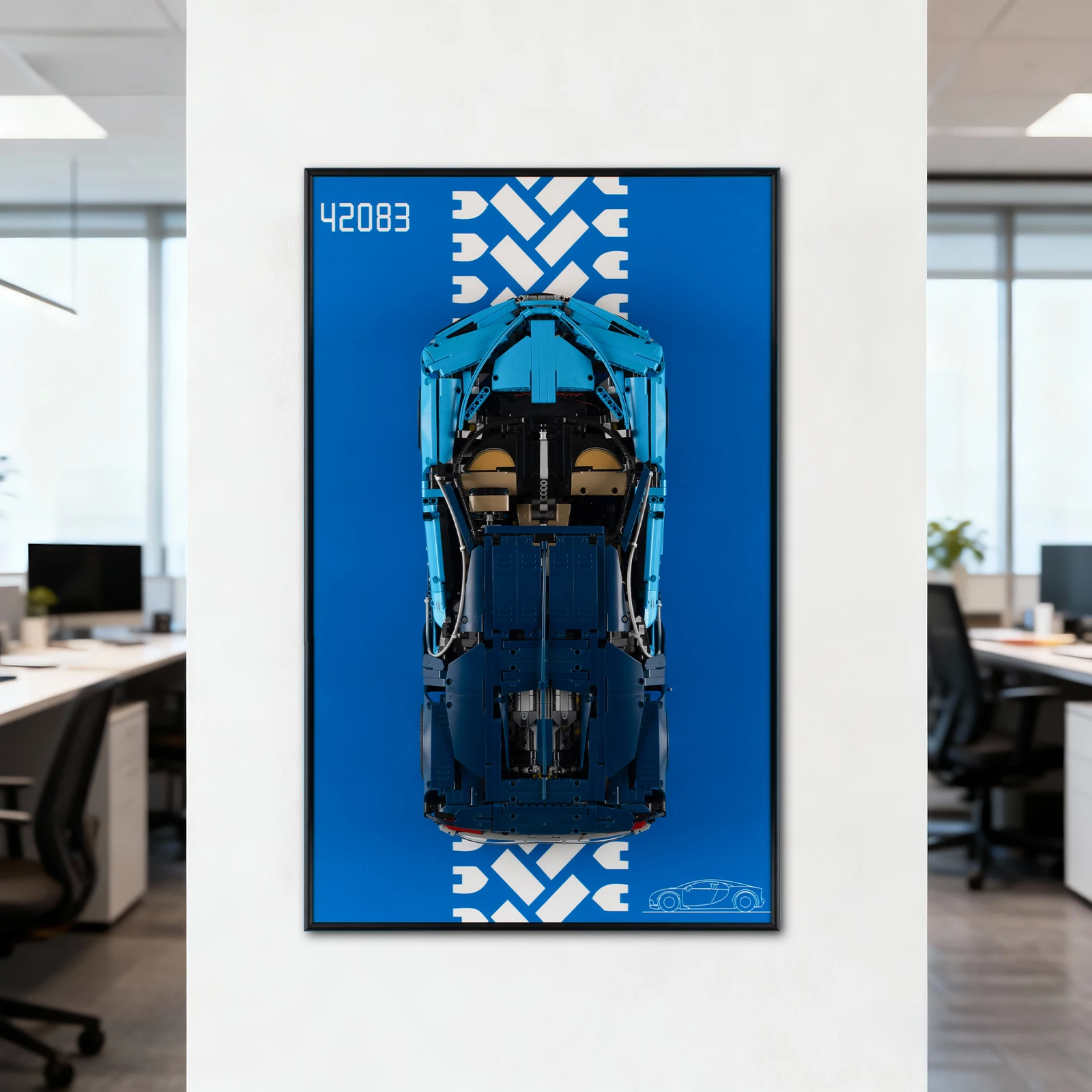 레고 부가티 시론 42083 성인용 수집용 자동차 벽걸이 조립 블록 사진 액자용 디스플레이 월보드