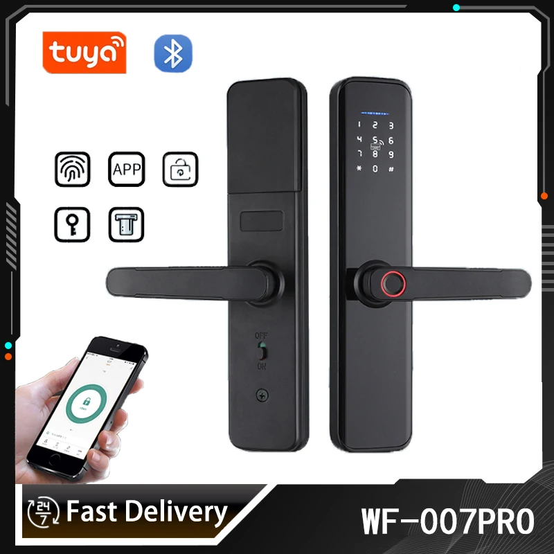 

WAFU Tuya Electronic Wifi Smart Door Lock With Biometric Fingerprint / Smart Card / Password / Key Unlock/ USB Emergency Charge