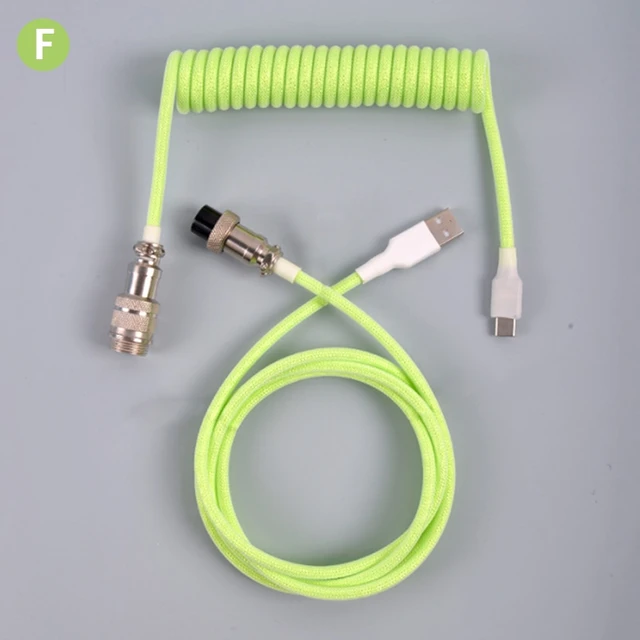 Ranked Coiled Keyboard Cable | Handcrafted Double-Sleeved Braided Cable |  USB Type C to A | 5-Pin Aviator Connector for Custom Mechanical Gaming