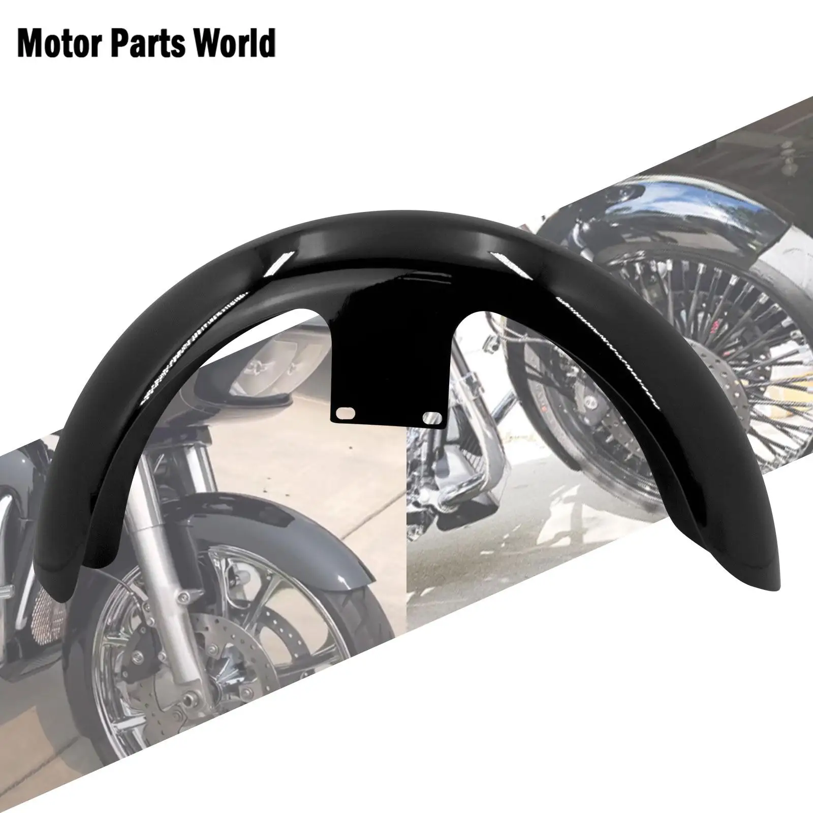Motorcycle Bright Black 19" Wrap Front Fender For Harley Touring Electra Street Glide Road King Ultra Custom Baggers 2014-2023