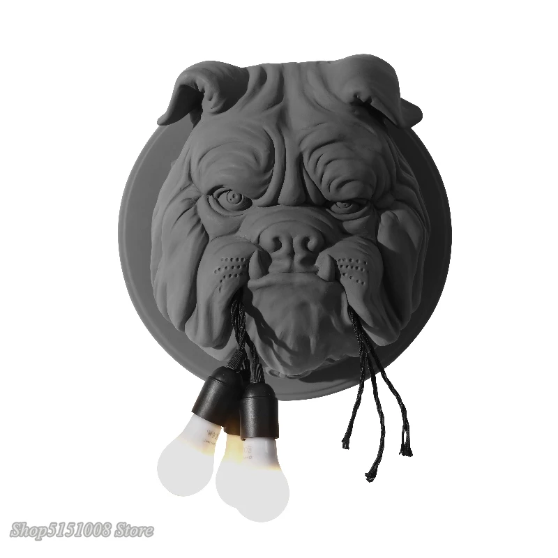 Nordic animal Dog wall lamp dining room study bedroom lamp creative designer KTV Bulldog wall light Home Decor Lighting fixtures 5