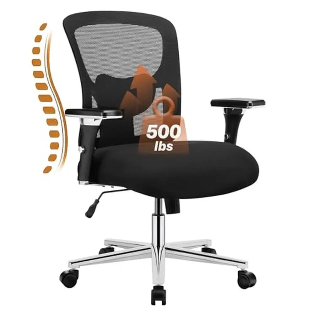

Офисное кресло с регулируемой поддержкой поясницы, большой и высокий стул для тяжелых условий эксплуатации, 500 фунтов, широкое сиденье, сетчатые 3d-подлокотники, колеса