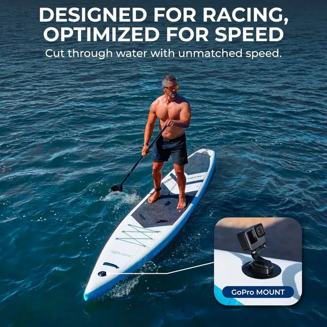 14 Inflatable Stand  Paddle Board for Racing 28 Narrow Design for Expert Paddlers with NonSlip EVA Deck Pad, Includes Premium