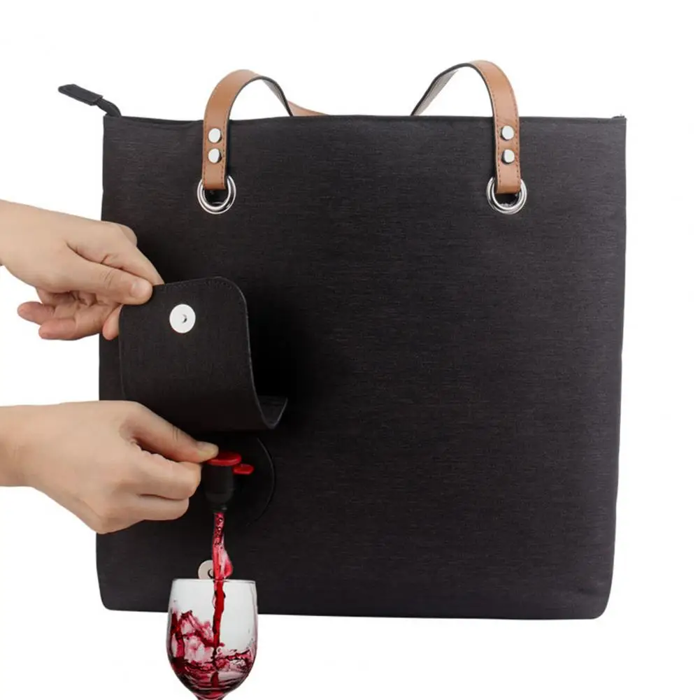 Wine Bag Portable Wine Tote with Hidden Pouch Spout for Beach Travel Picnic Camping Leakproof Bag Dispenser for Outdoor cooler bag