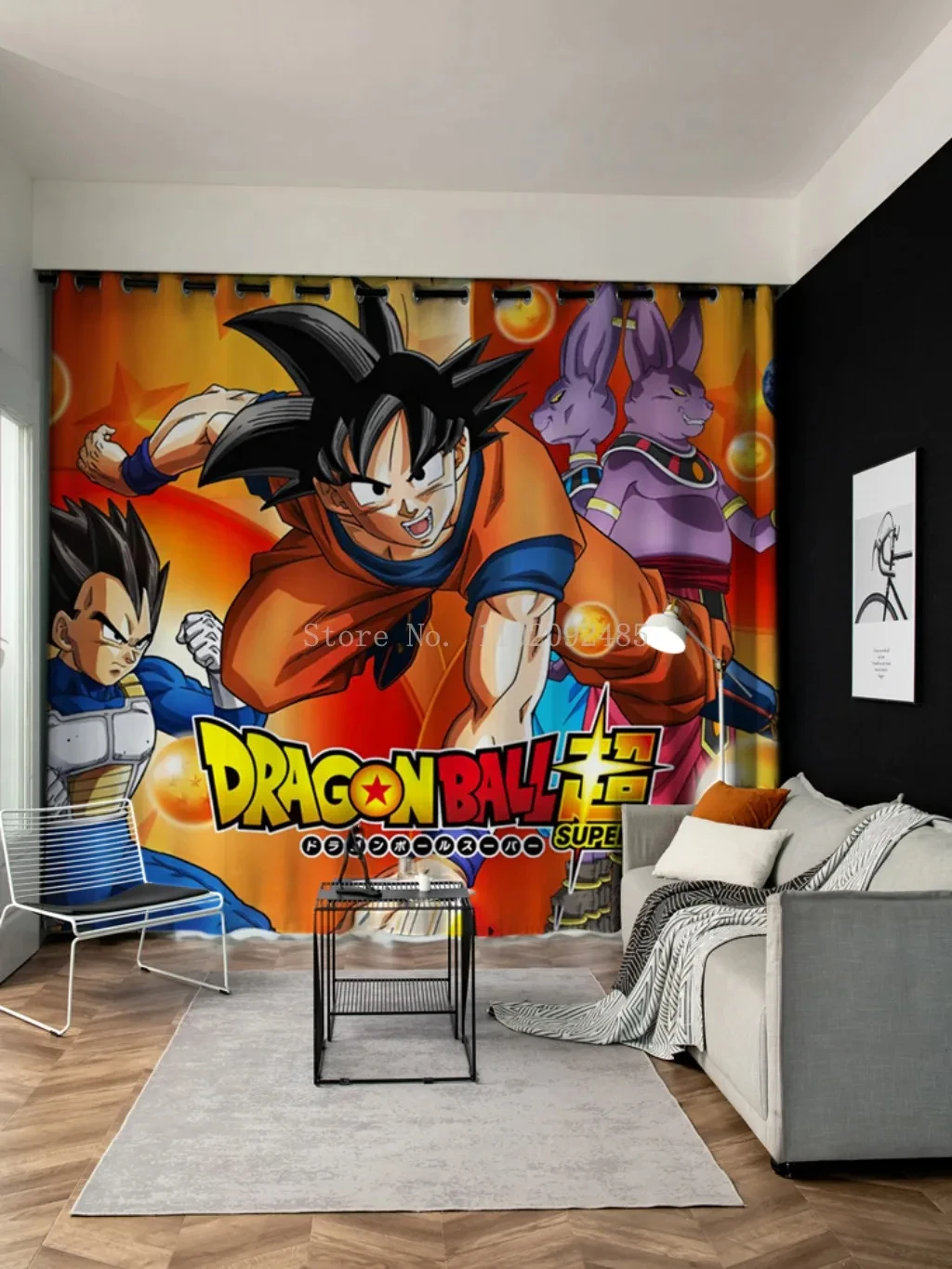 ドラゴンボール - レトロ　レア　昔のドラゴンボール柄カーテン　遮光性、ウォッシャブル、金具付き レトロ レア 昔のドラゴンボール柄カーテン 遮光性