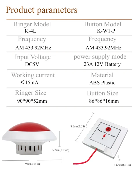 Campanello Allarme Per Anziani E Disabili - Sistema SOS Con Pulsante E Ricevitore, Impermeabile - Foto 8