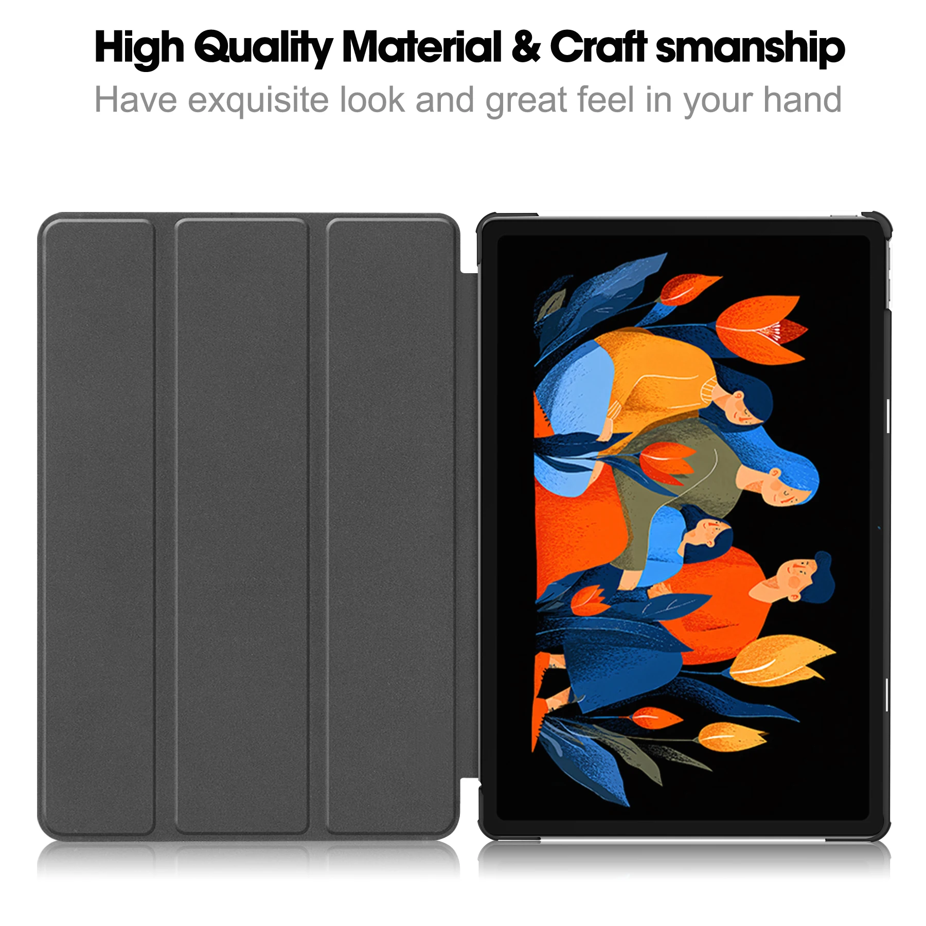 Premium Tri-Fold Stand PU Leather Tablet Case - 12.1 Inch