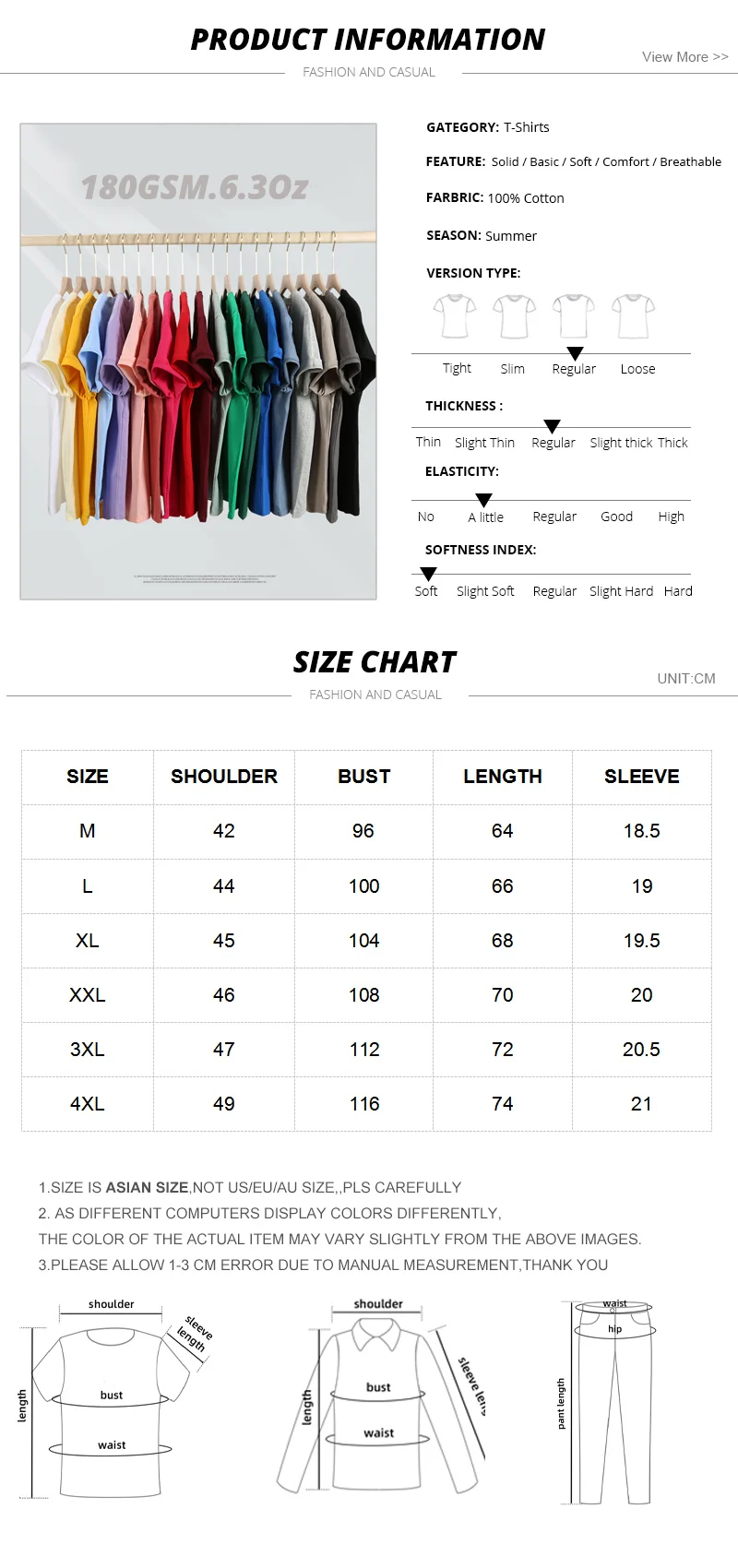 Summer Men T Shirt.Short Sleeve O-Neck Casual Tops.100% Cotton Basic Tees,Solid Colors - Uniqwear