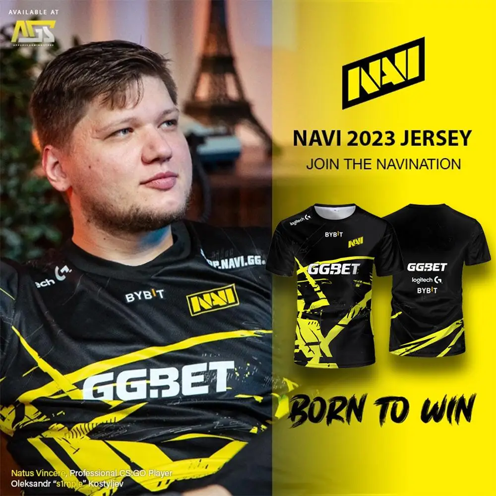 S1mple 2023 NAVI Jersey CSGO Men's and Women's Sports Short-Sleeve T-Shirts CS2 Major Esports Custom Training Uniform Fan Gift