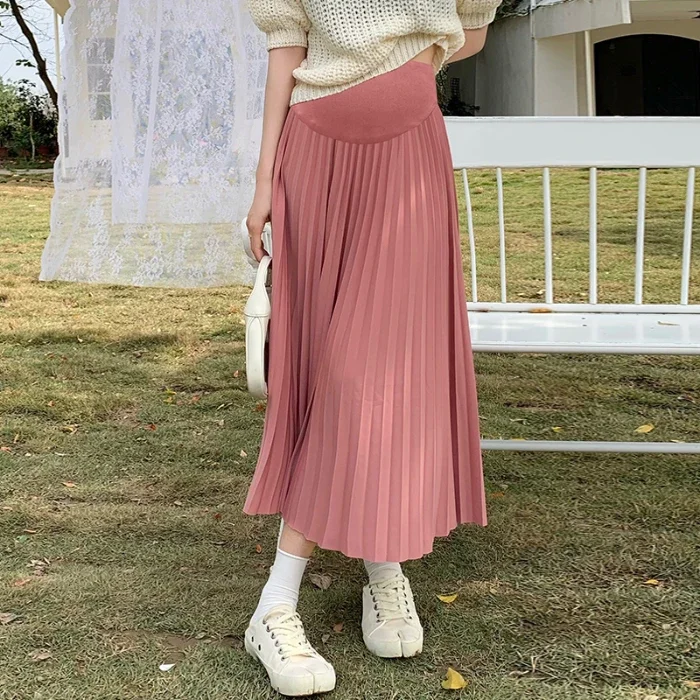 Summer Fashion Pleated Maternity Skirts Elastic Waist Belly Bottoms Clothes for Pregnant Women For Pregnant Women Skirt