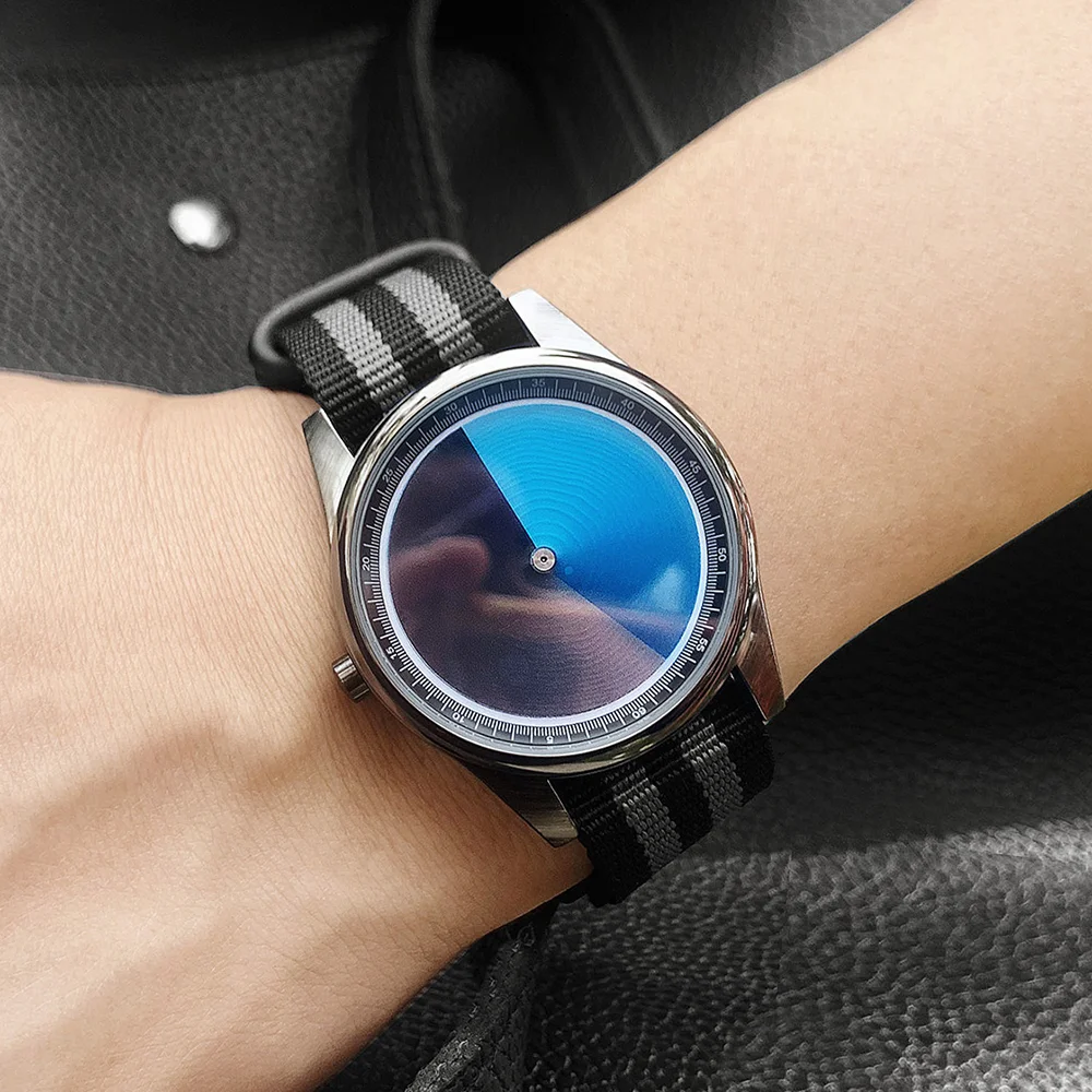 Enmex Individualization special wristwatch canvas  creative design Mysterious Gradient Blue fashion quartz clock men watch 2023 enmex creative stylish men watch wristwatch solar pattern silicone strap luminous hands fashion stylish men quartz watch