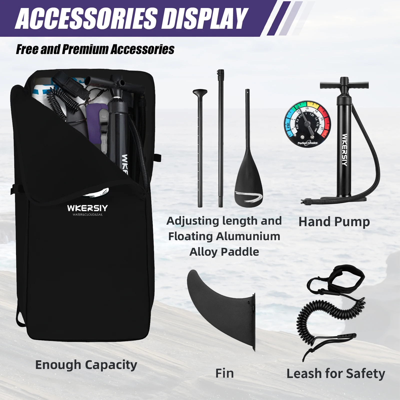 3,35m Aufblasbares Paddleboard für Strand, Wasserski, Stand-Up-Paddling, Wassersport, Angeln und Yoga – Detail 4