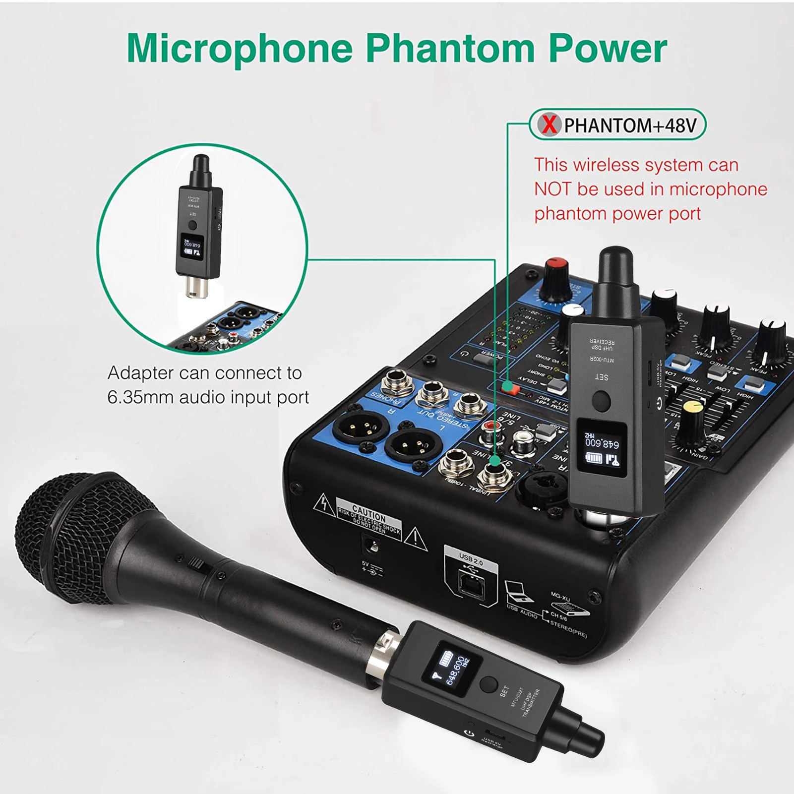 Wireless Microphone System Rechargeable Transmitter Receiver For Dynamic Microphones Wireless Guitar Audio Transmission System