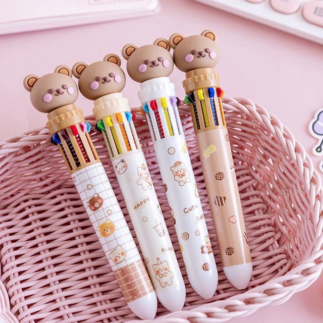 1PC 10 Colors Cartoon Ballpoint Pen Kawaii Animal School Office