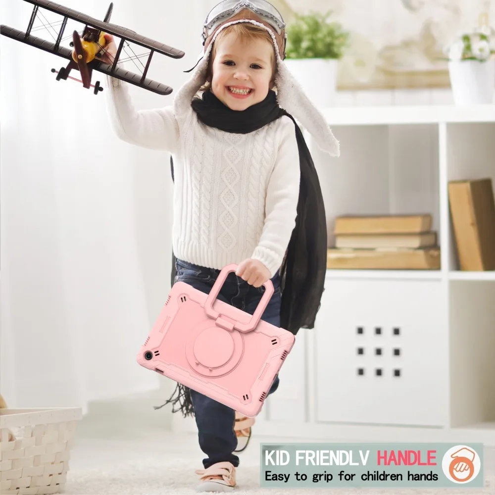 Full-Body Drop Protection Tablet Case with 360° Rotating Hand Strap and Stand