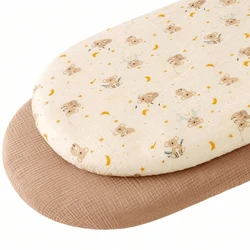 2 - Pack Baby Bassinet and Crib Mattress Sheets - Breathable, Solid & Printed Designs (Brown Bear)