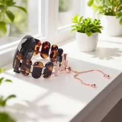 Elegant Beaded Resin Strap - Available in 18/20/22mm Sizes - 22mm (Hawksbill)