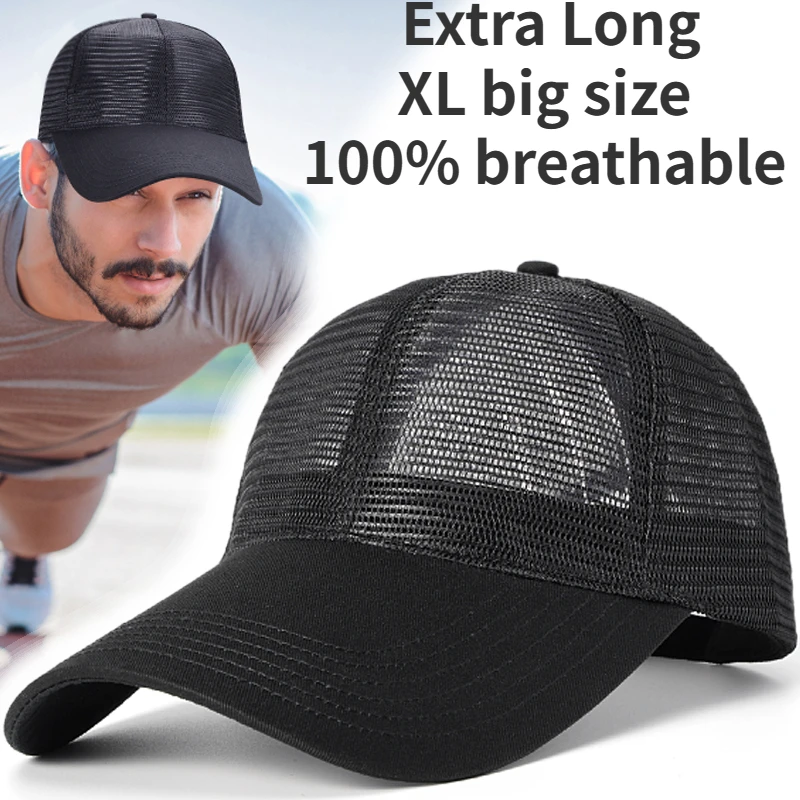 Extra Long Big Head XL Summer Full Mesh Baseball Cap Breathable Running Hat  Men Women Sun Hat Trucker Hats Adjustable Quick Dry - AliExpress