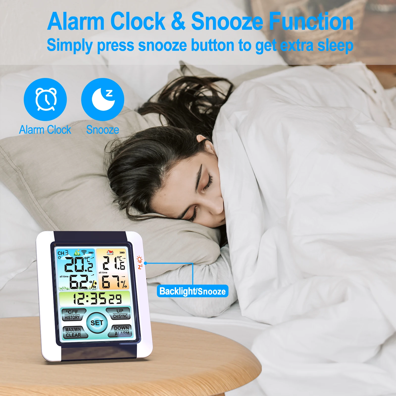 Advanced Wireless Indoor-Outdoor Weather Station with Multi-Sensor Temperature and Humidity Monitoring