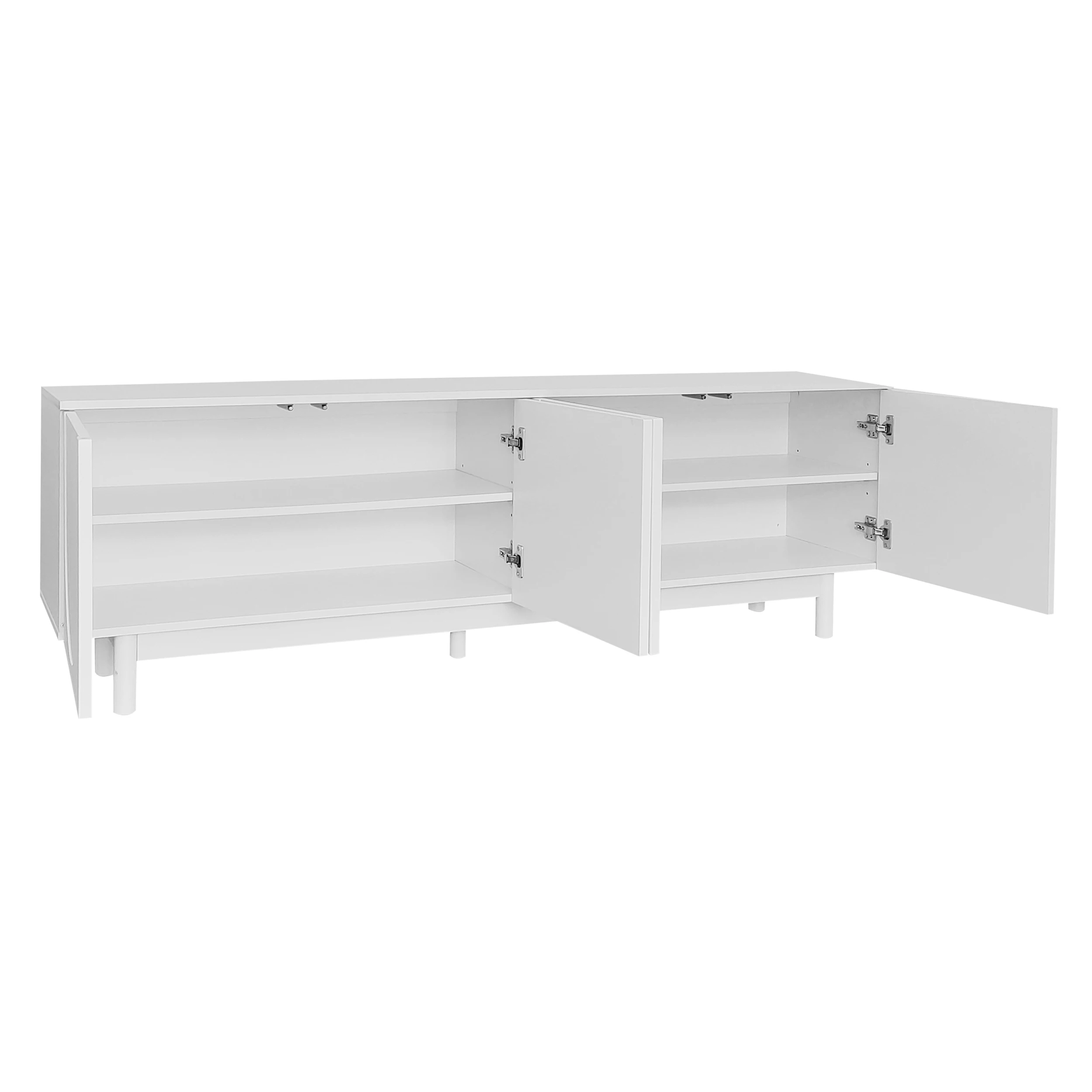 Moderner weißer TV-Schrank – 175 x 38 x 56 cm, verstellbare Regale, leichtes Lowboard-TV-Möbel im Luxus-Stil – Detail 26