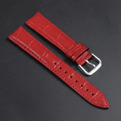 Premium Calfskin Leather Slub Pattern Watch Strap - Universal Fit - 18mm (Red)