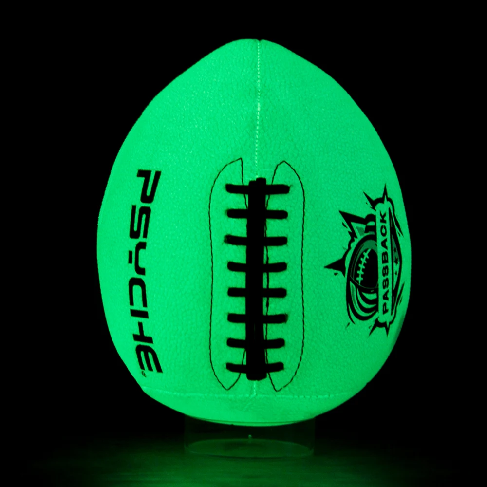 Official Size 9 PU Leather Rubber Ball Waterproof Lighted Sport American Football Night Match Glowing Training Ball
