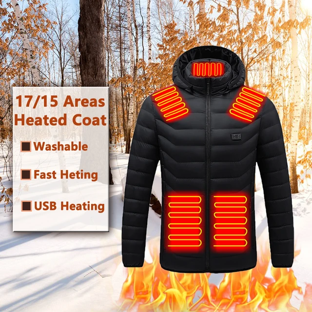 17/15/11 zones veste chauffante USB électrique d'extérieur hiver vestes  chauffantes hommes manteau vêtements thermiques sport vêtements en coton -  AliExpress