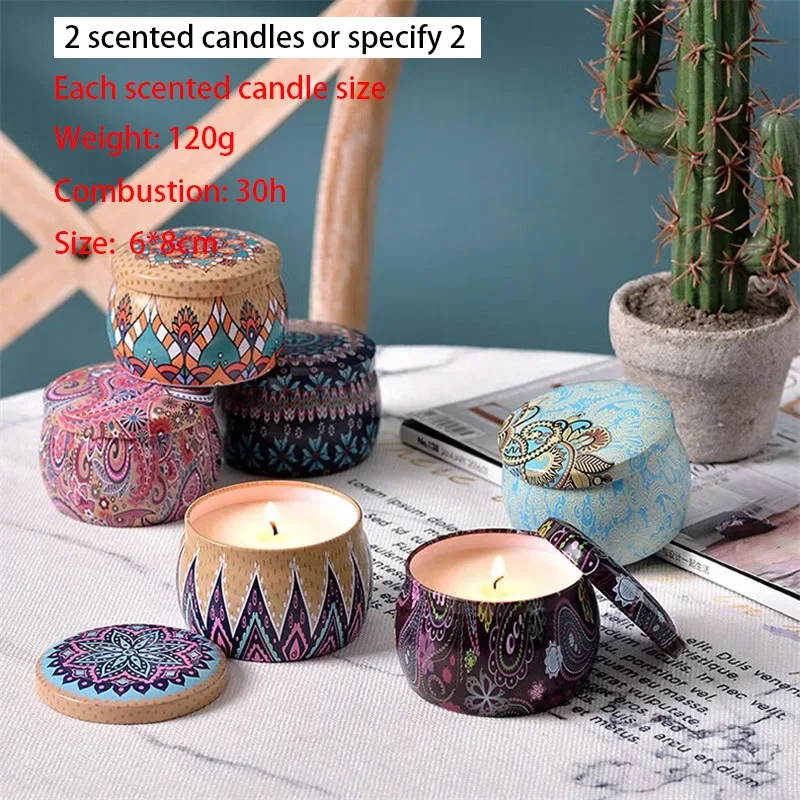 

2Pcs Scented Candles Jar Vintage Flower Candle JarSoy Wax Fragrance Candle Wedding Birthday Gift Velas Candles Home Decoration