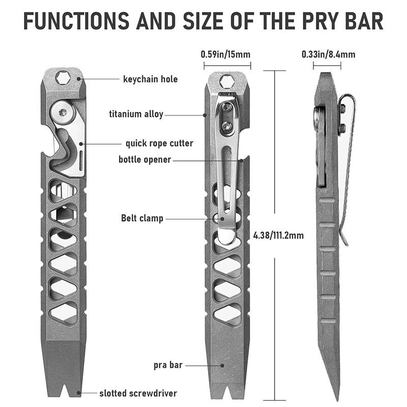 Description Picture 5 of itemTitanium Pry Bar, Keychain Multitool Tool, Pocket Tool Bottle Opener Keychain Outdoor Tool, Titanium Key Chain