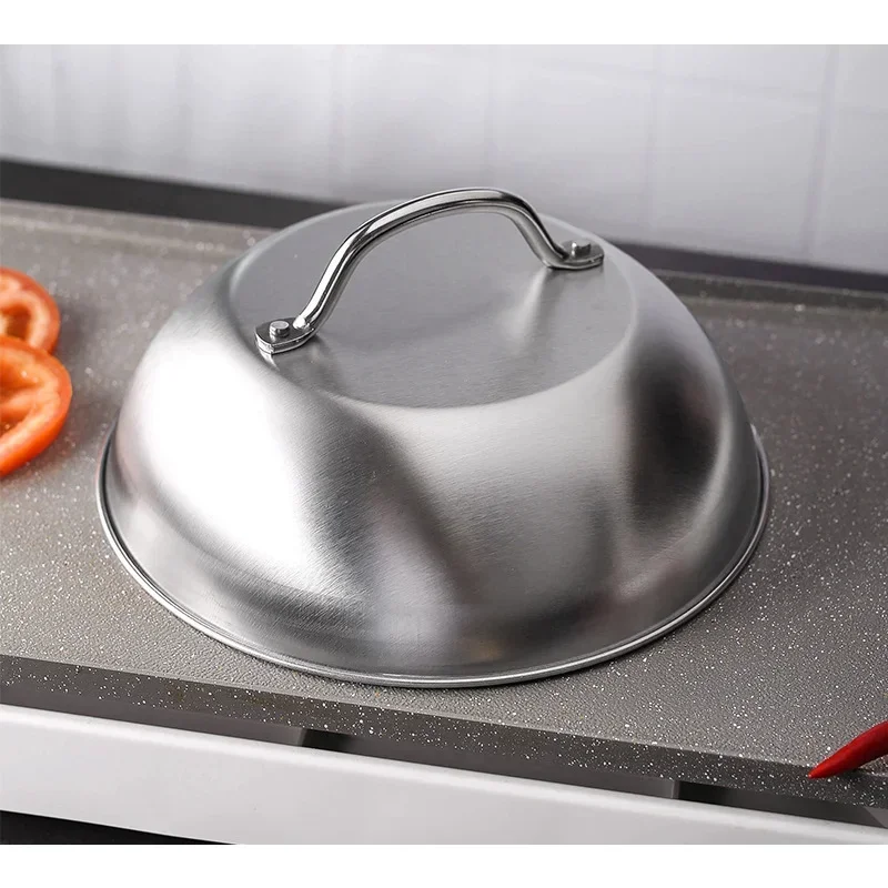 1Pcs Stainless Steel Basting Cover Heatproof Round Cheese Melting Dome Burger Cover Meal Food Kitchen Cooking Supplies