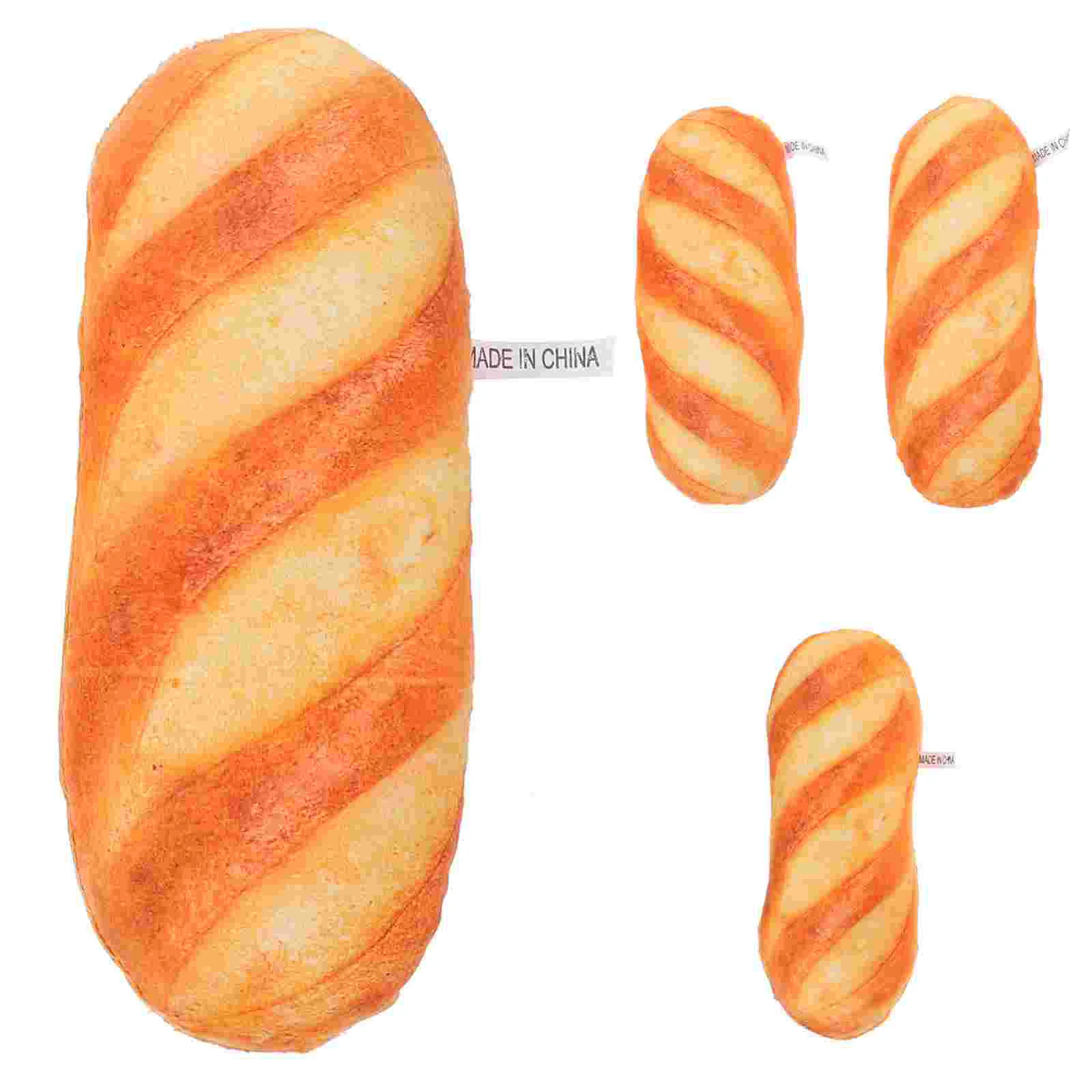 

4 Pcs Stuffed Bread Funny Room Decor Toy Unique Cushion Plush Prop Pp Cotton Fake Decoration Cute Model Child Gifts