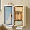 Wall Mounted Makeup Storage Box Hanging Drawer-type Cosmetics Organizer Punch Free Dust-proof Storage Rack with Lid Tissue Box 1