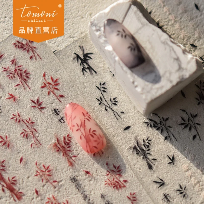 

[Meow.Sensei] Tomoni Thin Tough Nail Stickers Popular Retro Nail Sticker Factory Wholesale National Style Bamboo Rhyme 3708
