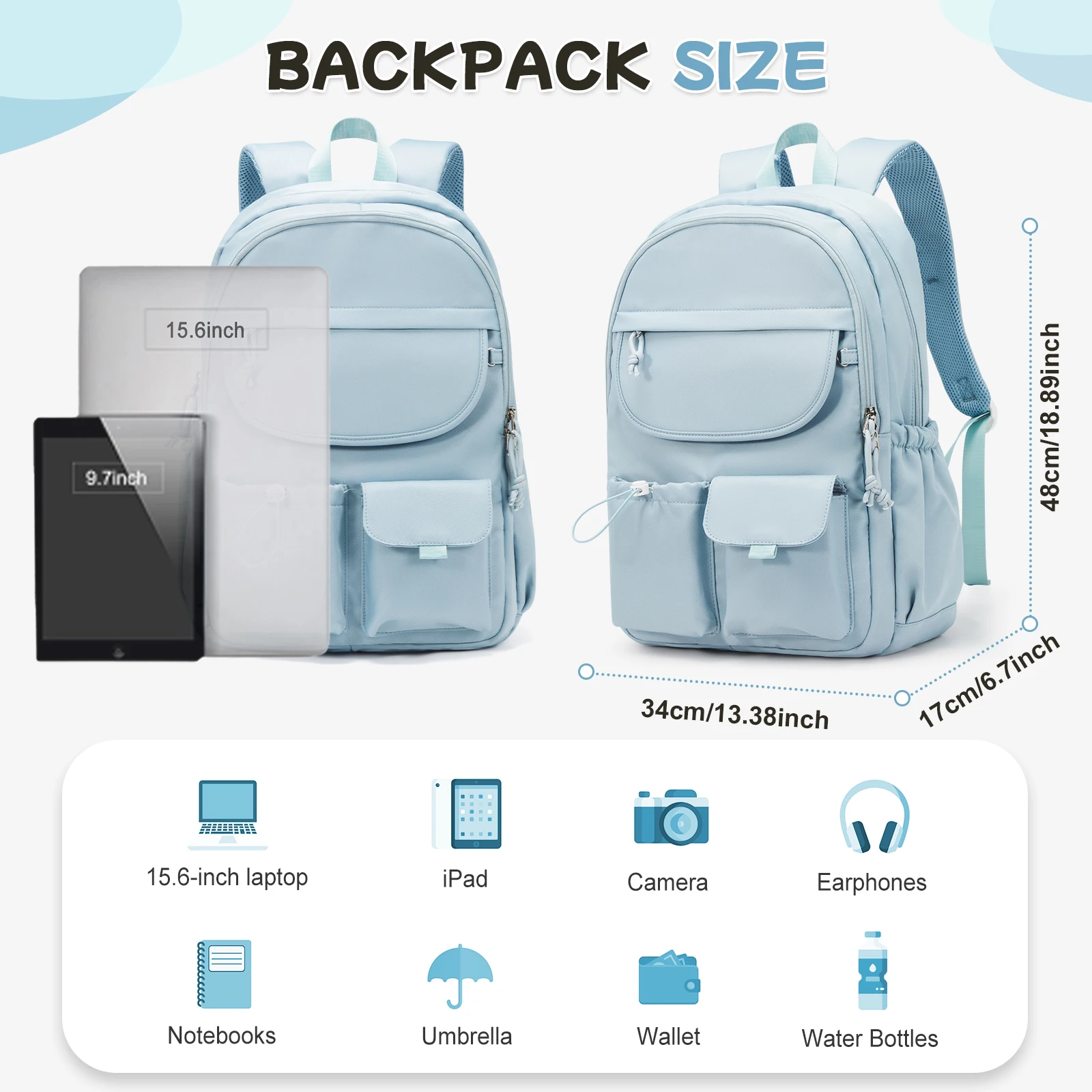 School Bag for Teen Girls - Laptop Backpacks 15.6 In College Cute Bookbag,Casual Schoolbag,Children's School Backpack Girl Boy