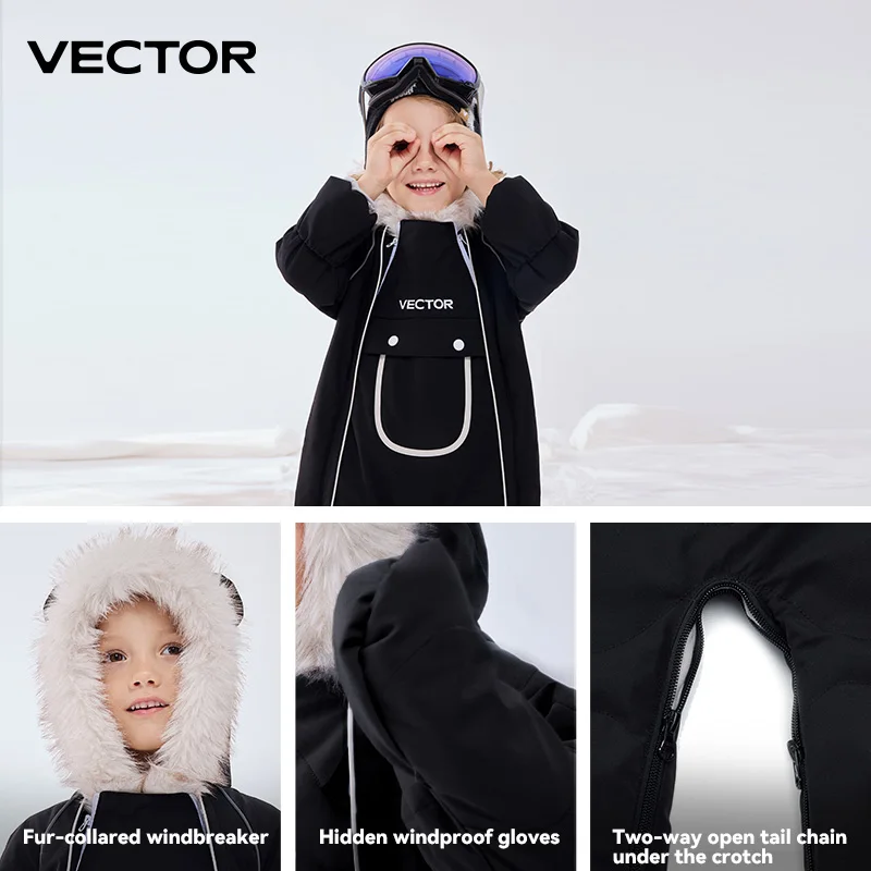 VECTOR Children Ski Jumpsuit Winter Snowboard Jacket Boys and Girls Outdoor Snow Suits Warm Waterproof Kids Ski Jacket